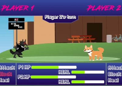 The cartoon wolf is covering himself with his arms.